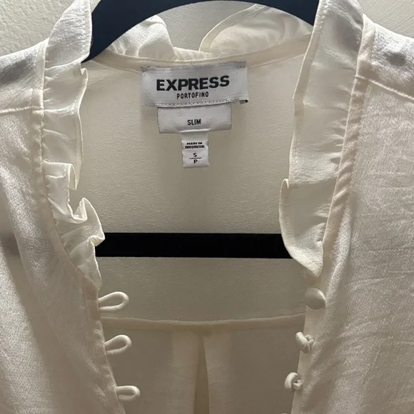 Express Ivory Ruffle Button Blouse - Picture 2 of 2